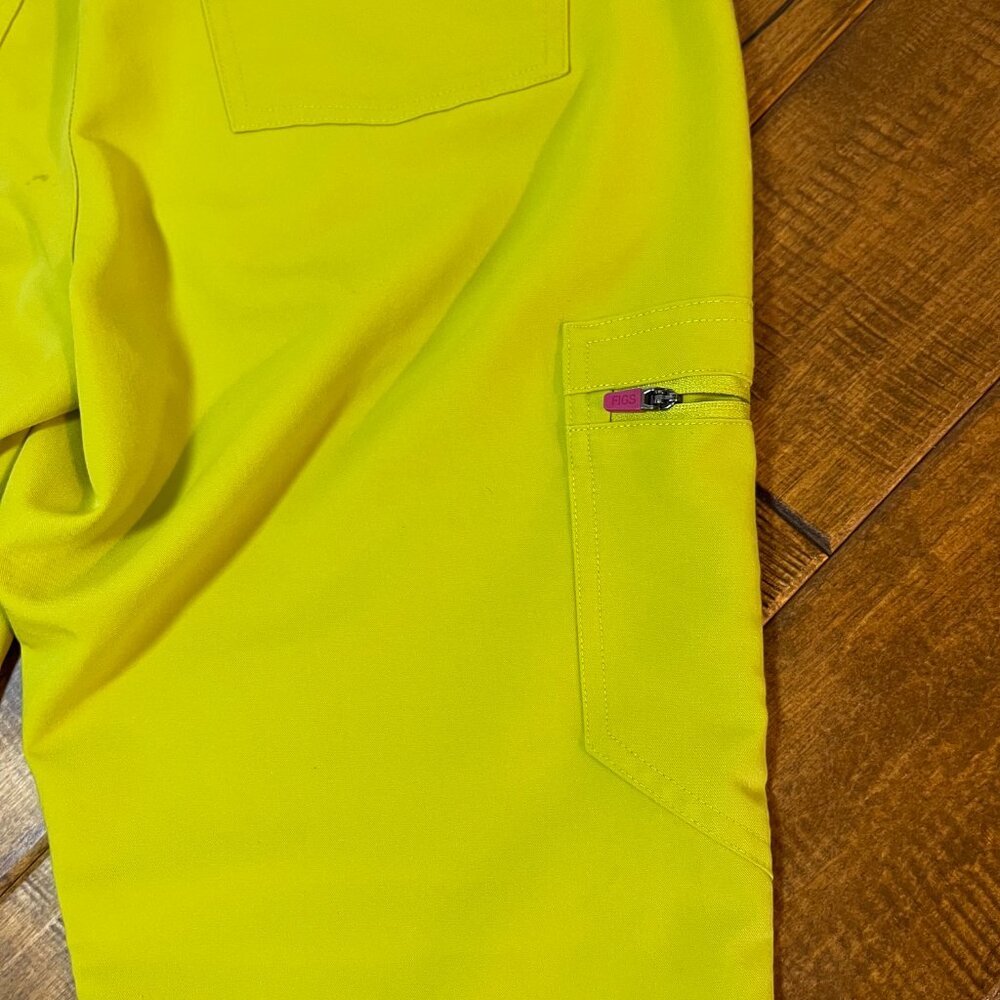 Figs High Waist Zamora Jogger Scrub Pants Nurse Doctor Limeade Yellow Size Small - Picture 9 of 10